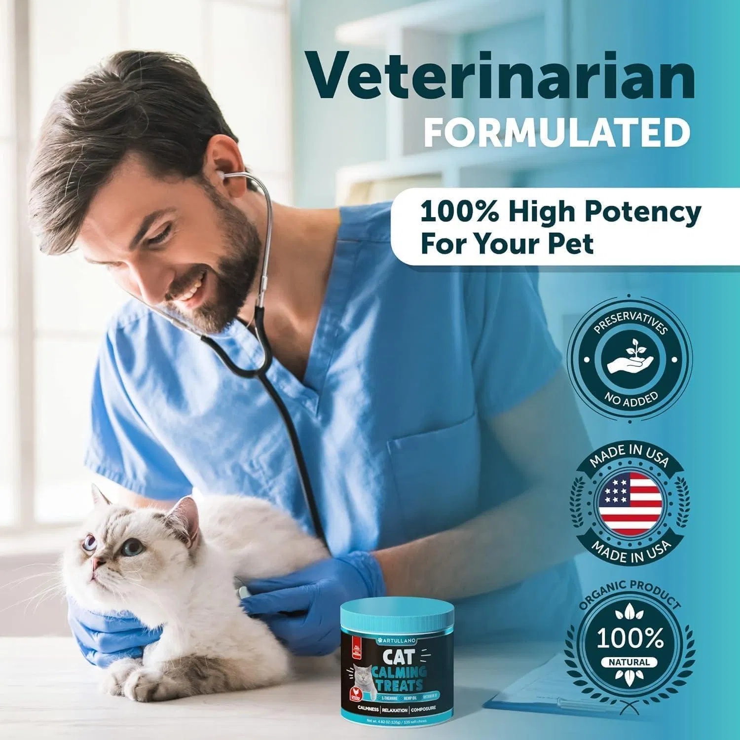 Hemp Cat Calming Treats For Stress & Anxiety Relief Cat Kittens Melatonin - Image 3