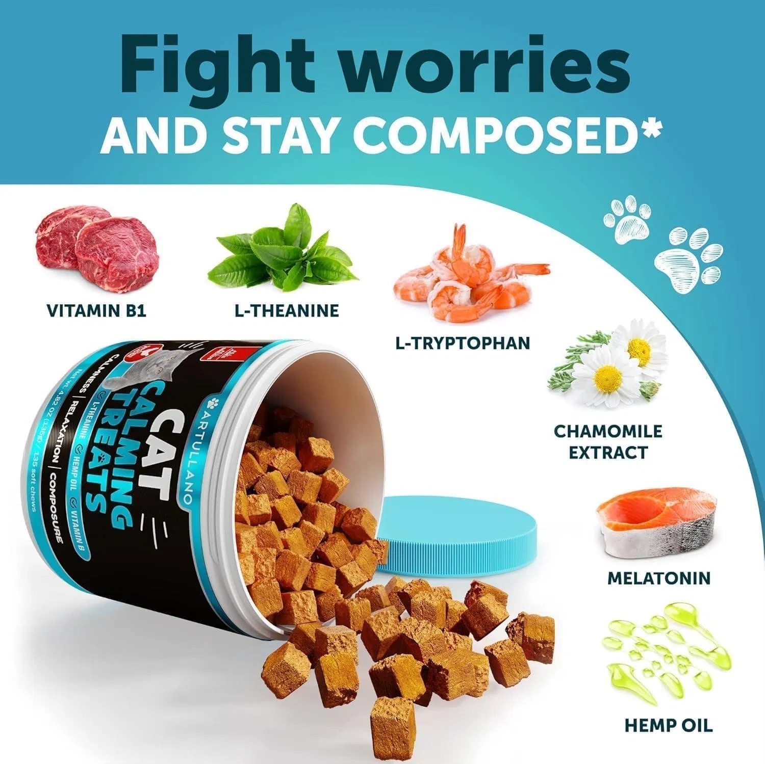 Hemp Cat Calming Treats For Stress & Anxiety Relief Cat Kittens Melatonin - Image 4